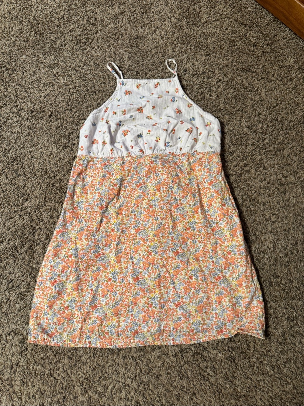 American Eagle Outfitters White and Orange Floral Sundress